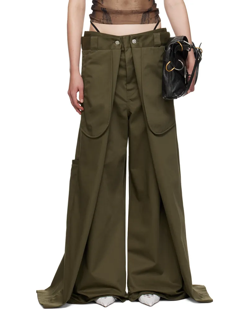Jean Paul Gaultier Khaki Shayne Oliver Edition 'The Wrap' Trousers 41