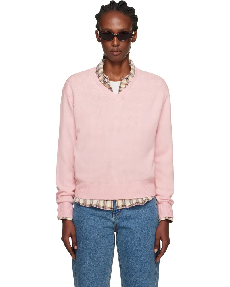 Dunst Pink Cashmere V-Neck Sweater Soft