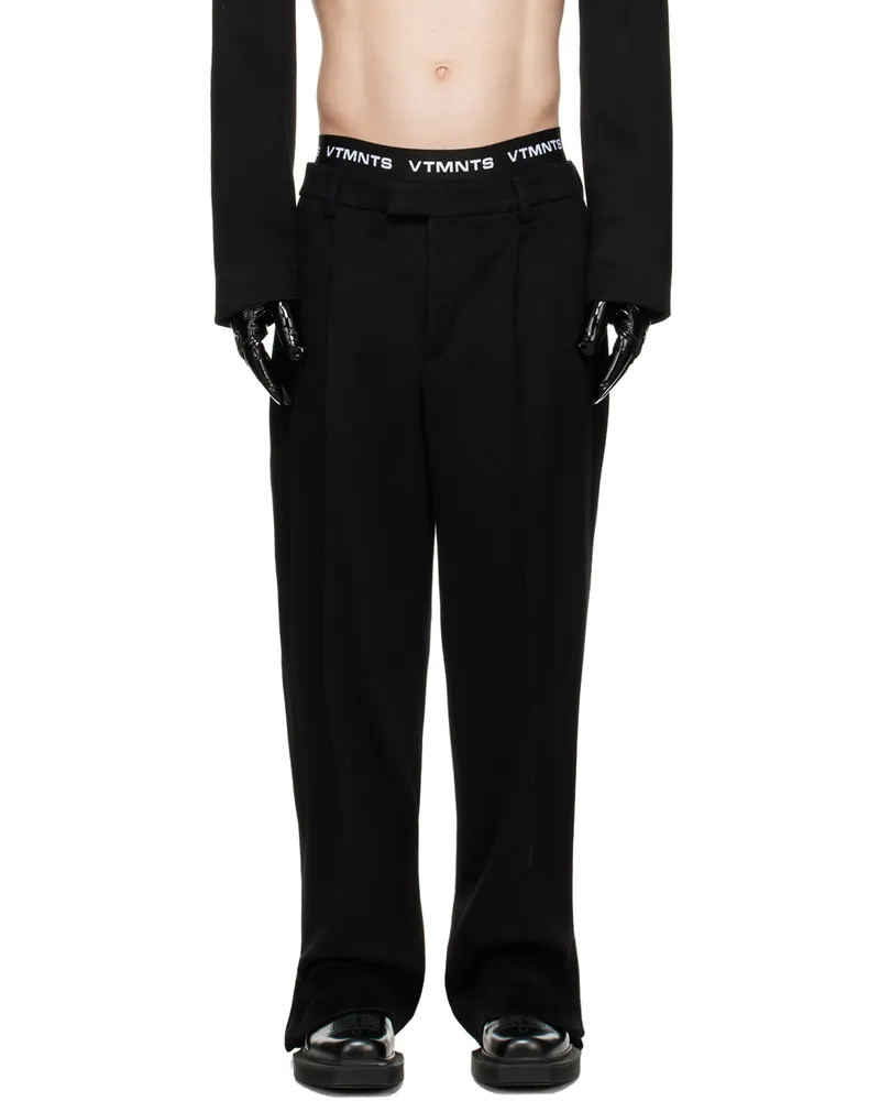 VTMNTS Black Pleated Trousers Black