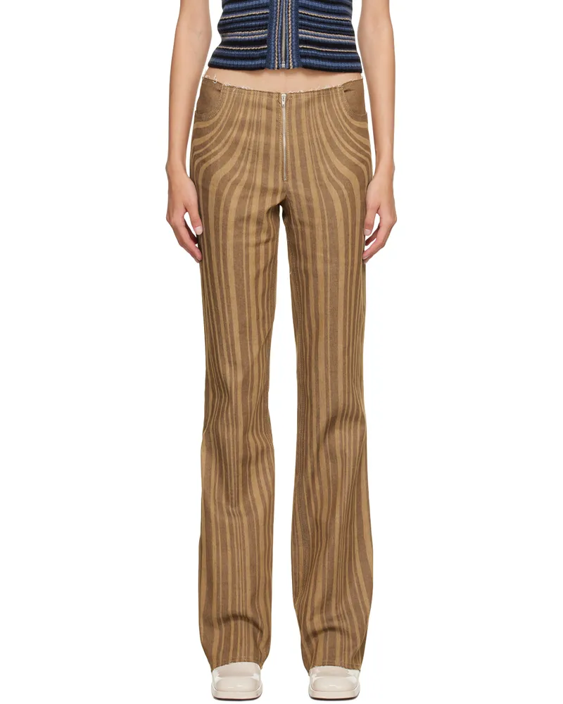 Anne Isabella Brown Printed Jeans Brown
