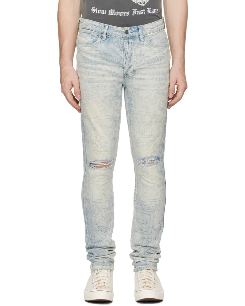ksubi Blue Van Winkle Stencil Legacy Jeans Denim