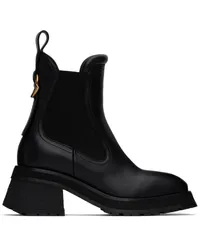 Moncler Black Gigi Leather Chelsea Boots Black