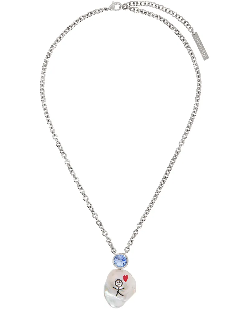 JIWINAIA SSENSE Exclusive Kids Silver Stick Person Necklace Silver