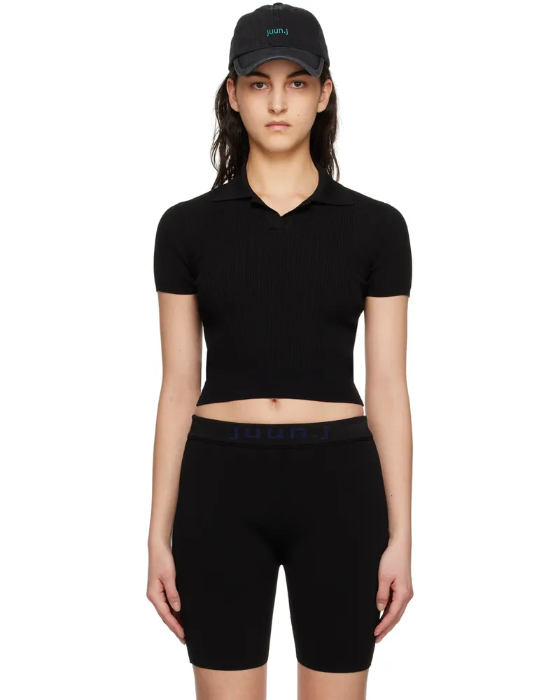 JUUN.J Black Open Spread Polo Black