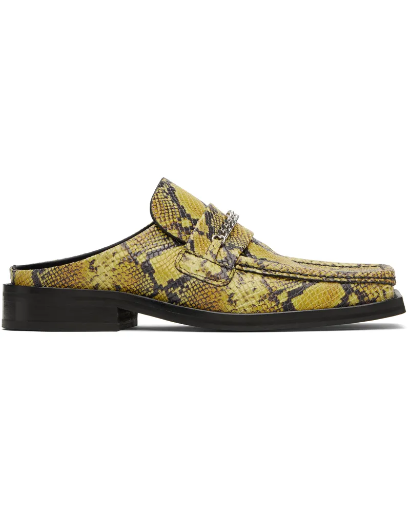 Martine Rose Yellow & Black Square Toe Mules Ylwblk