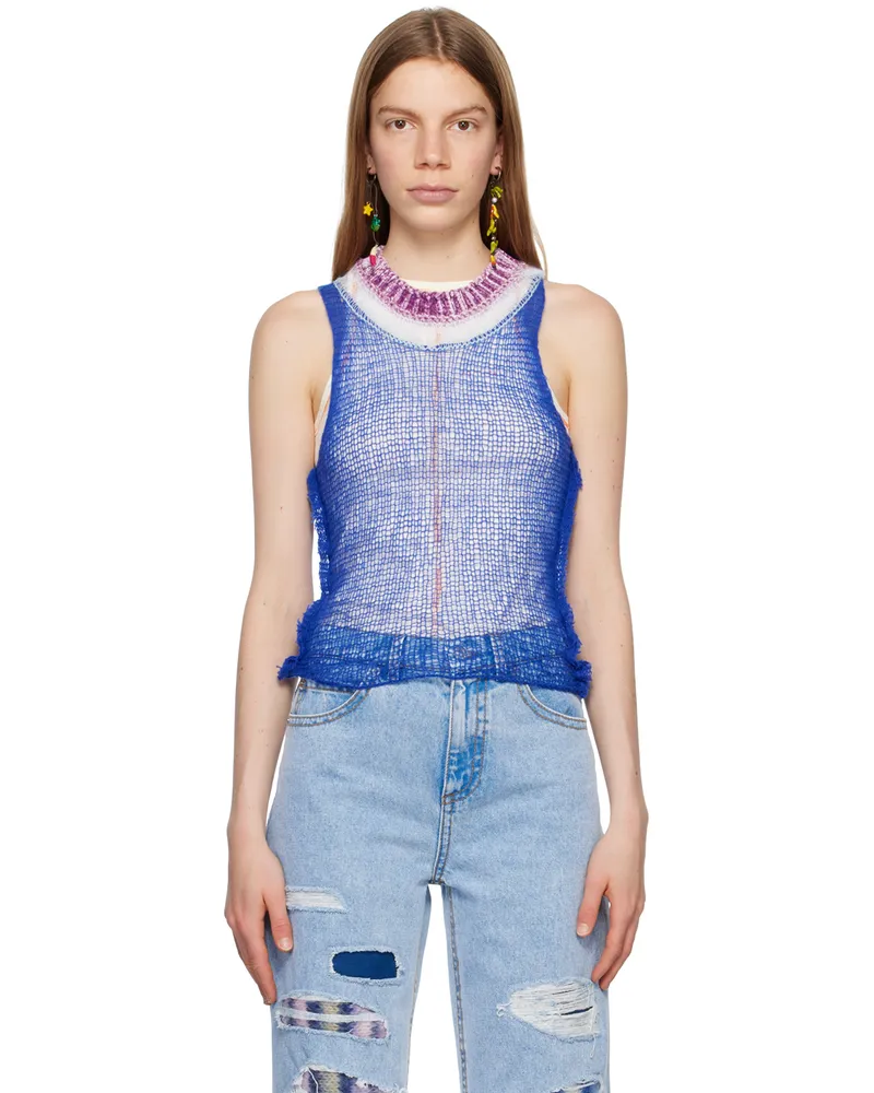 Marni Blue Cutout Tank Top 00b57