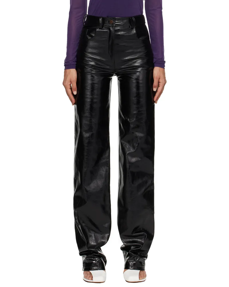 16ARLINGTON Black Vante Leather Pants Nero