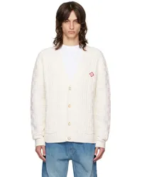 Casablanca Paris Off-White Column Knit Cardigan White