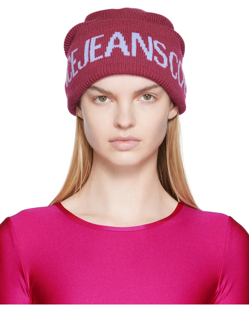 Versace Jeans Burgundy Logo Beanie Epi0