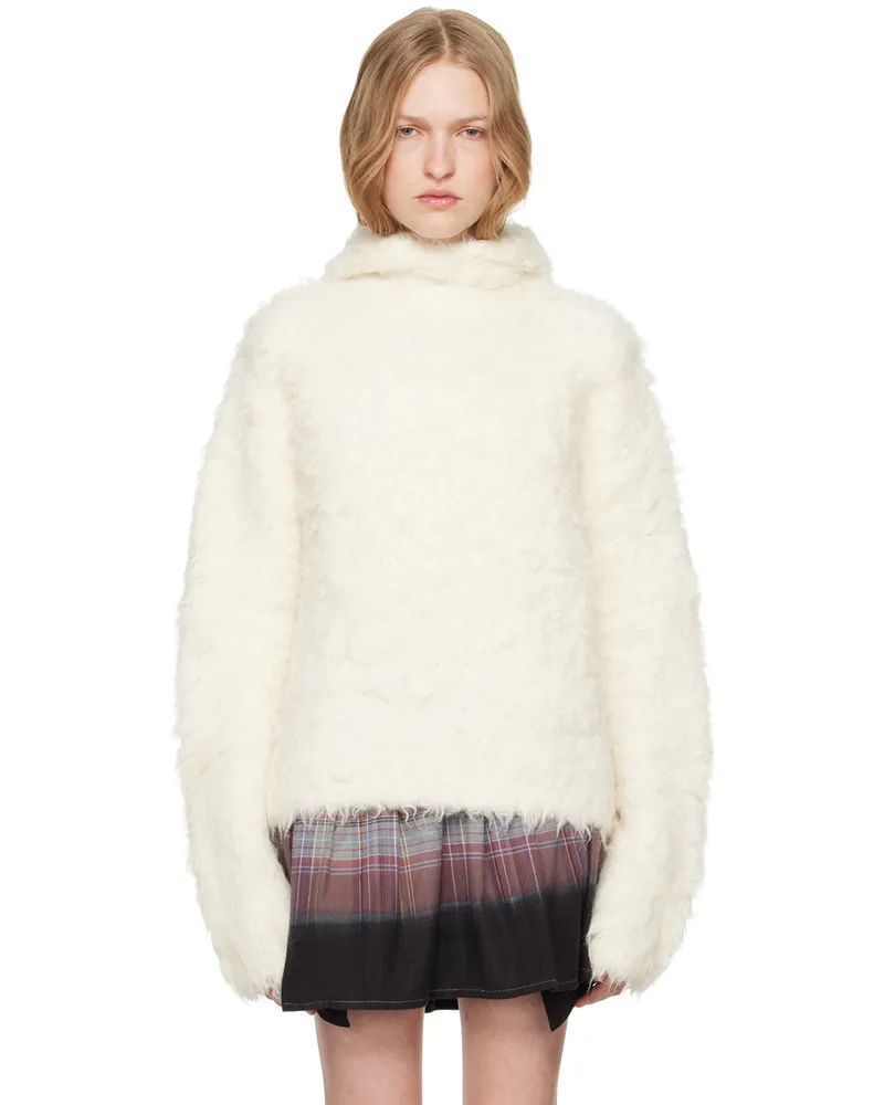 Acne Studios White Alpaca Blend Hoodie 100