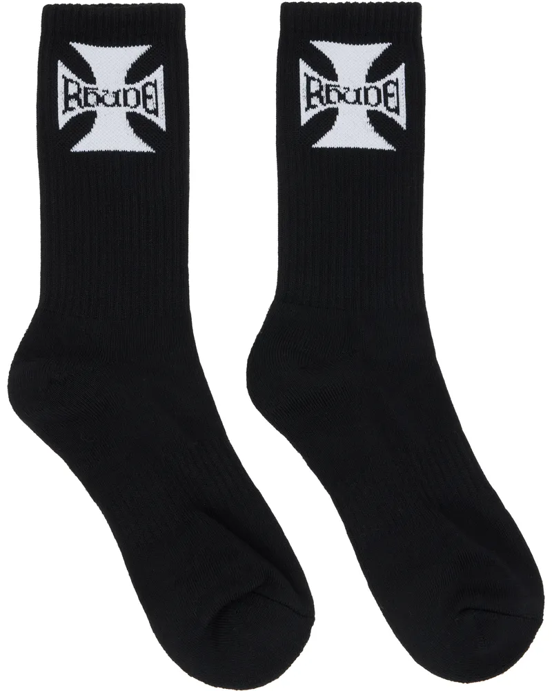 RHUDE Black 'Rhude Boys' Logo Socks Black