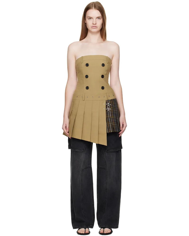Andersson Bell Beige Double Pleats Trench Minidress Grn