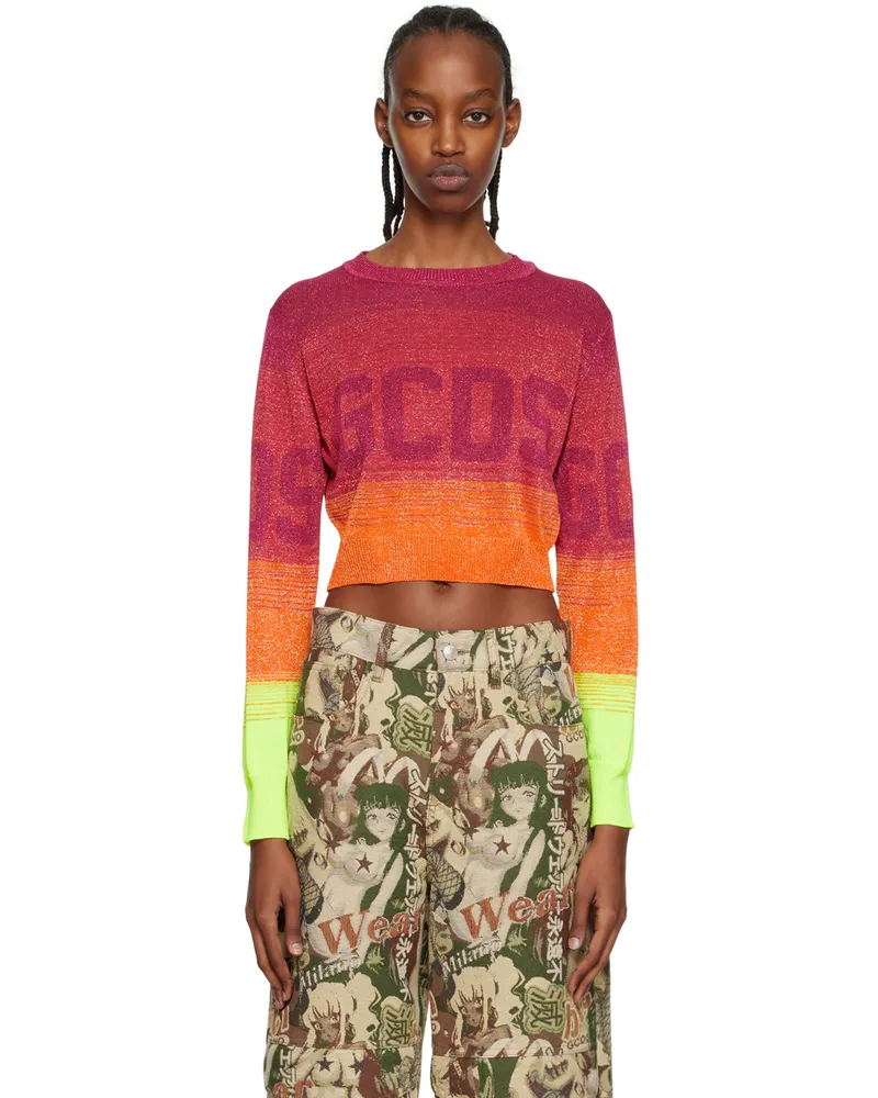 GCDS Multicolor Degradé Sweater Fucsia