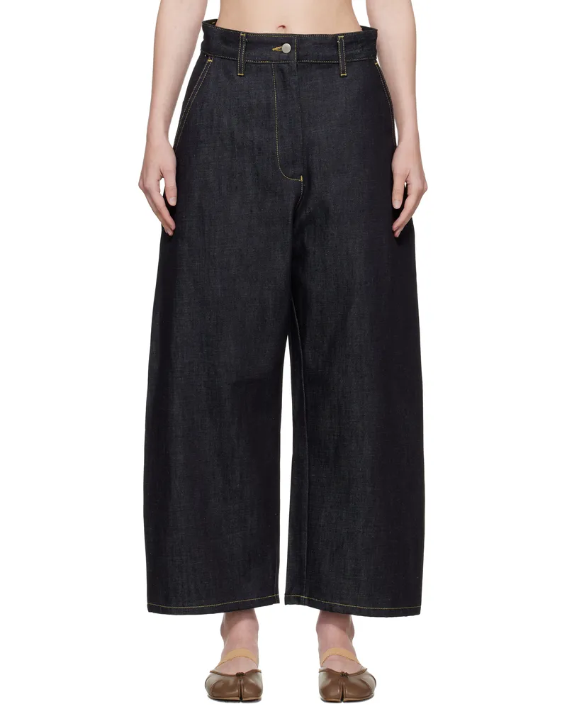 Studio Nicholson Navy Chalco Jeans Raw