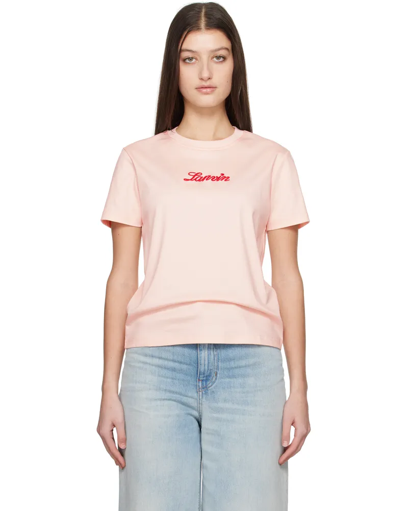 Lanvin Pink 'Lanvin' Embroidered T-shirt Powder