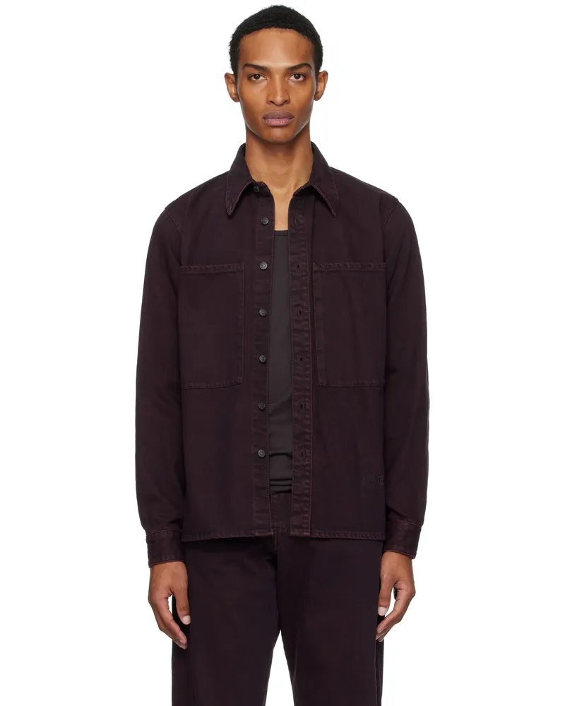 Maison Margiela Burgundy Faded Denim Shirt 227
