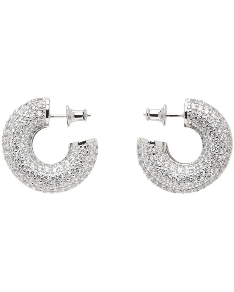 Numbering Silver #5112 Earrings White