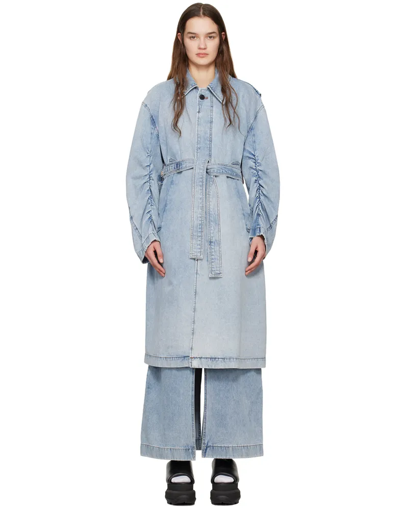 Wooyoungmi Blue Faded Denim Coat Blue