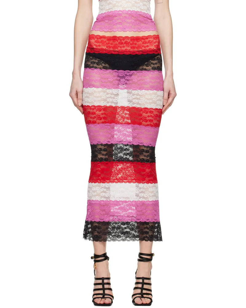 Sinead Gorey Multicolor Paneled Maxi Skirt Red