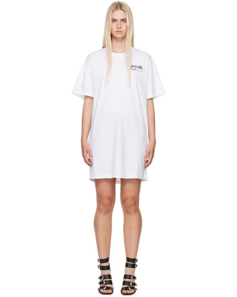 Moschino White Printed Logo Minidress 1001