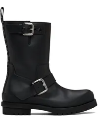 Stella McCartney Black Trace Buckle-Strap Biker Boots Black