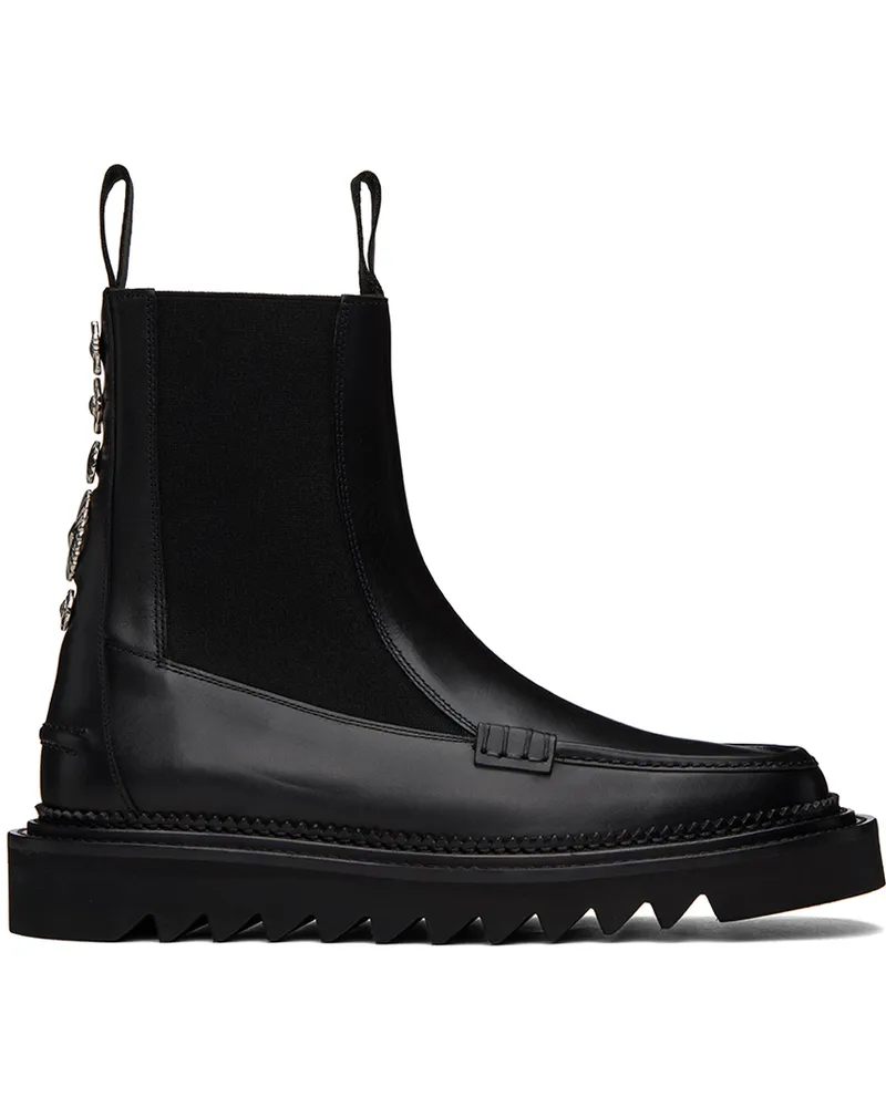 Toga Black Leather Chelsea Boots Black
