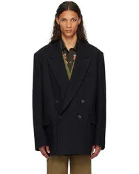 Dries van Noten Navy Oversized Blazer Navy