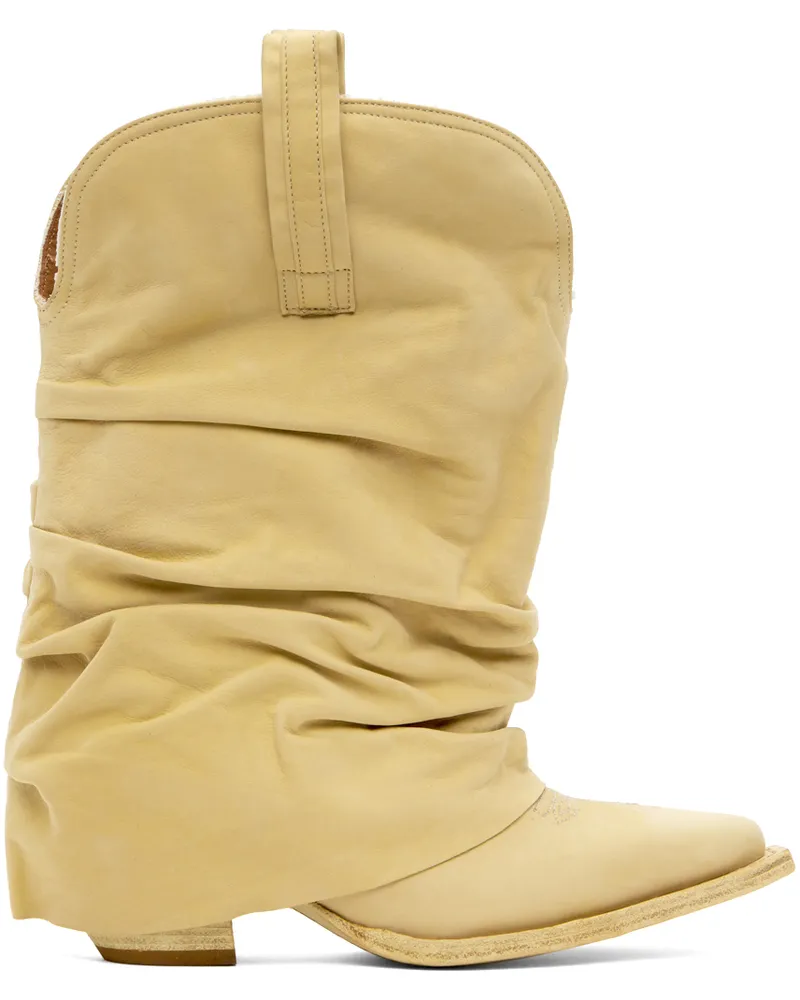 R13 SSENSE Exclusive Beige Low Rider Cowboy Boots Wheat