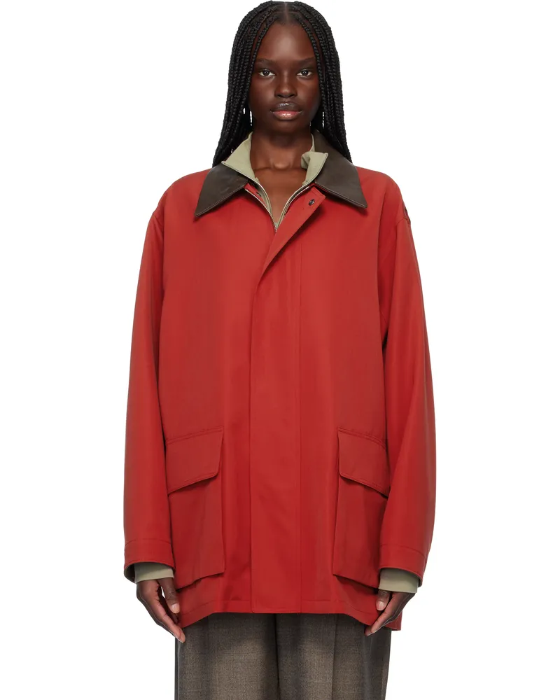 AURALEE Red Wool Max Canvas Jacket Red