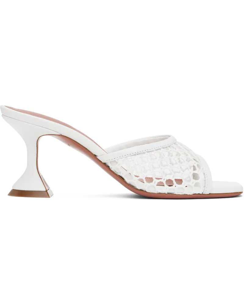 Amina Muaddi White Lupita Net 70 Heeled Sandals Net