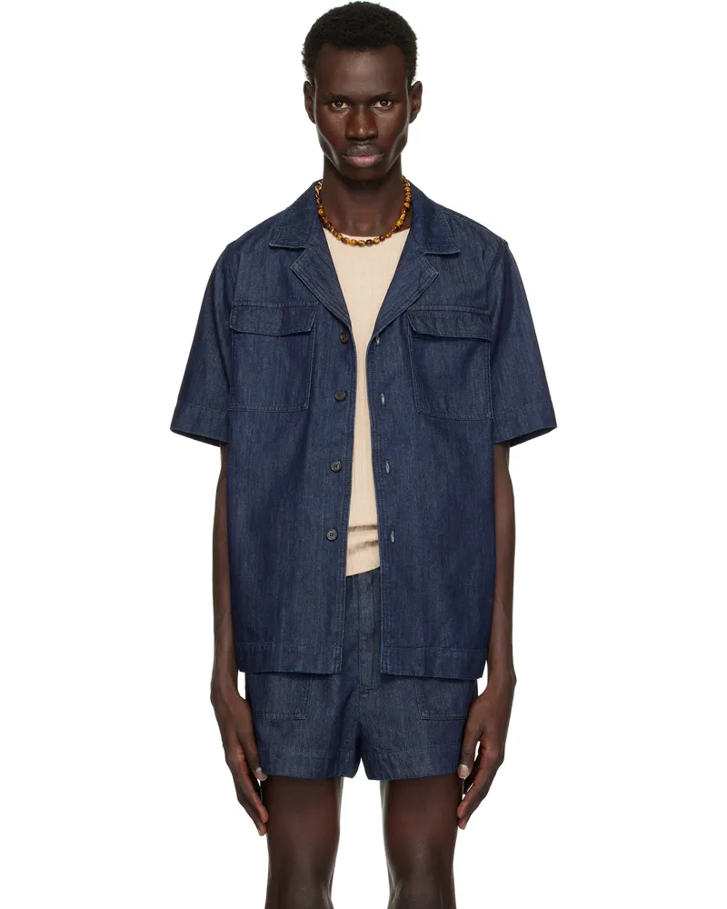 Dries van Noten Navy Paneled Denim Shirt 507