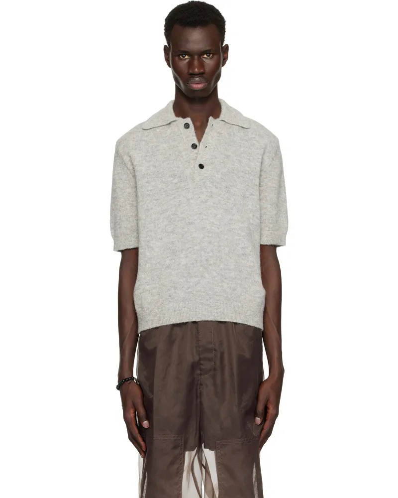 Dries van Noten Gray Alpaca Wool Polo Light