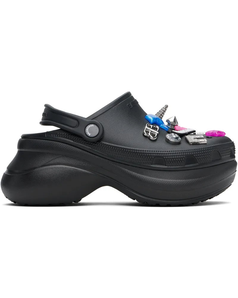 Balenciaga Black Crocs Edition Jibbitz Mules 1000