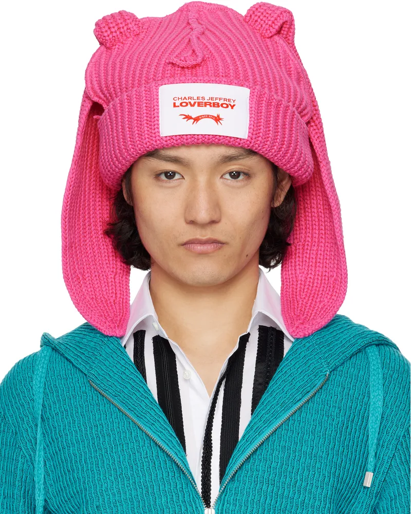 Charles Jeffrey Loverboy Pink Chunky Rabbit Beanie Pink