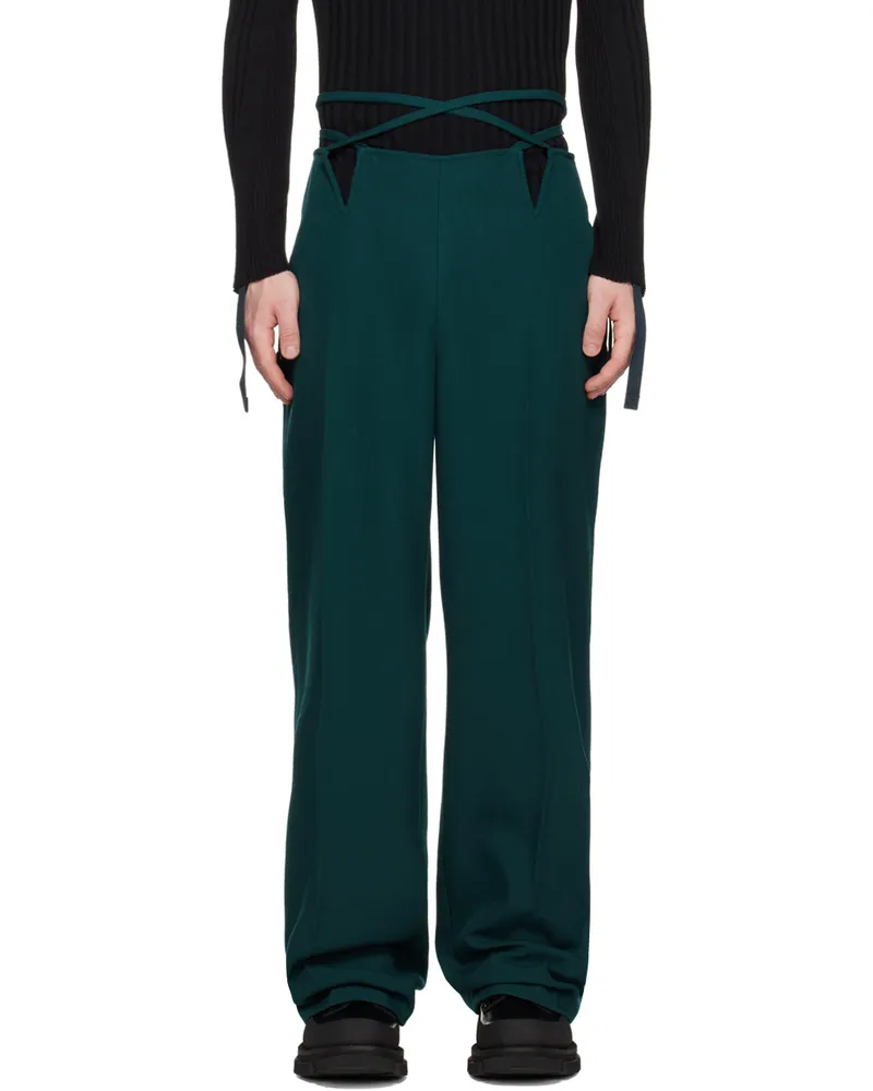 Dion Lee Green V-Wire Trousers Petrol