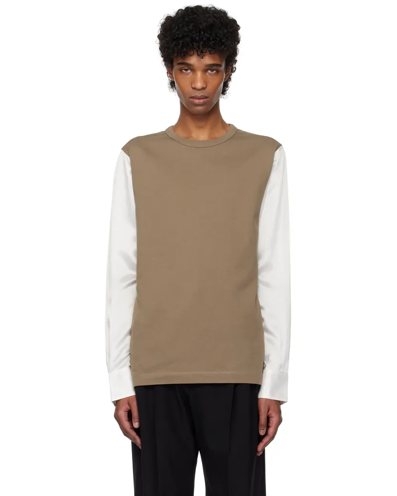 Dries van Noten Brown & White Paneled T-shirt 705