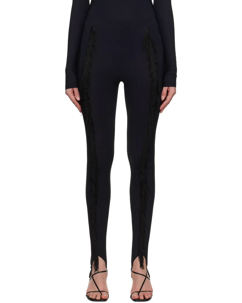 Maison Margiela Black Fringe Stirrup Leggings 900