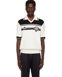 Dolce & Gabbana White & Black Striped Polo Wbianco