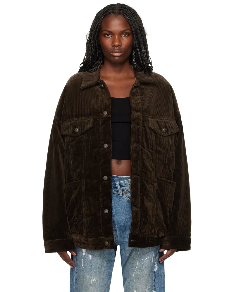 R13 Brown Lacey Trucker Jacket Drk