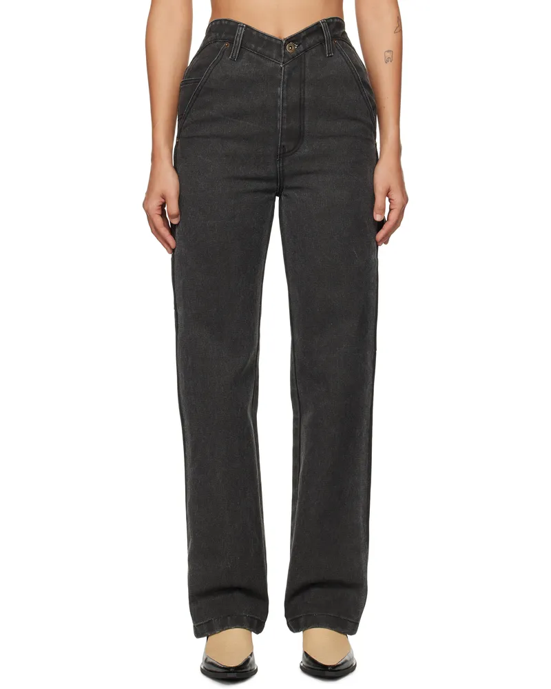 WE 11 DONE Black Heart Work Trousers Black