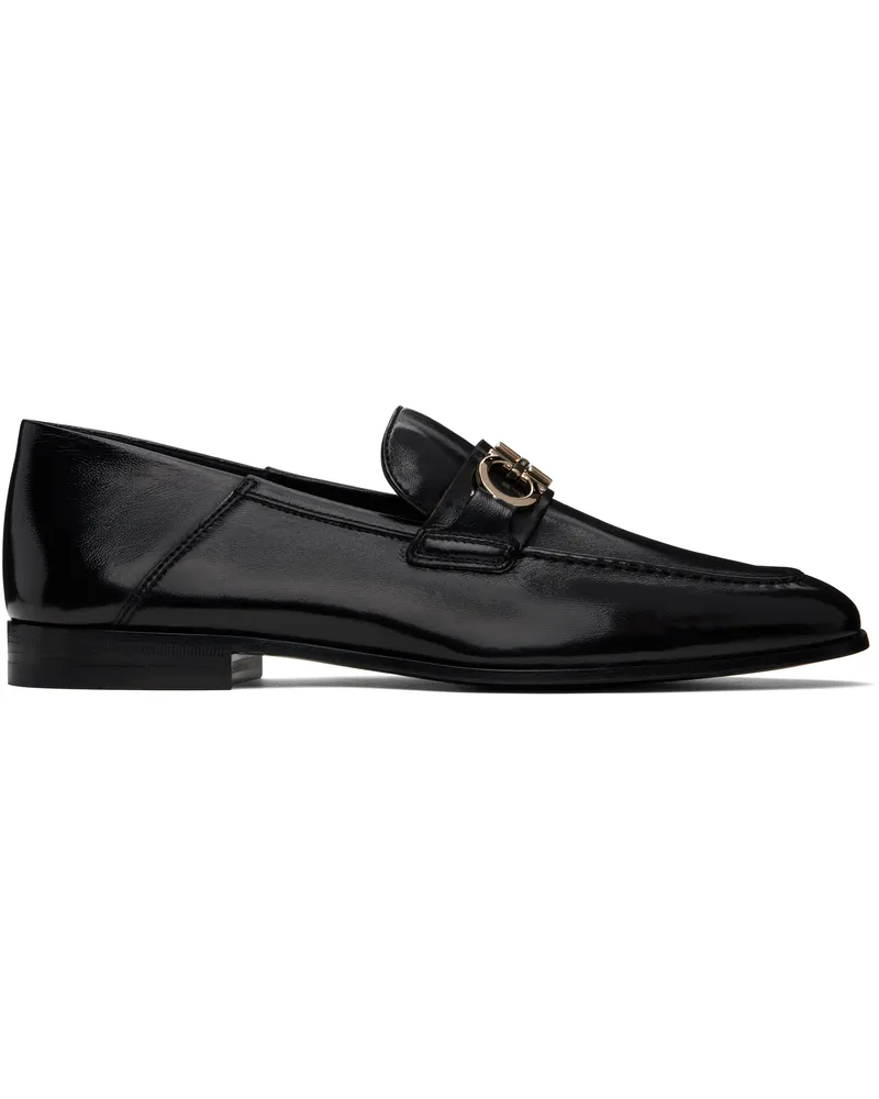 Ferragamo Black Hybrid Gancini Ornament Loafers Nero