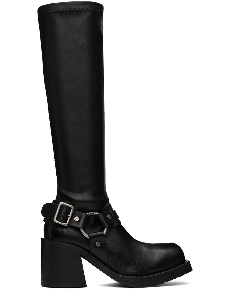 Acne Studios Black Pull-On Buckle Tall Boots 900