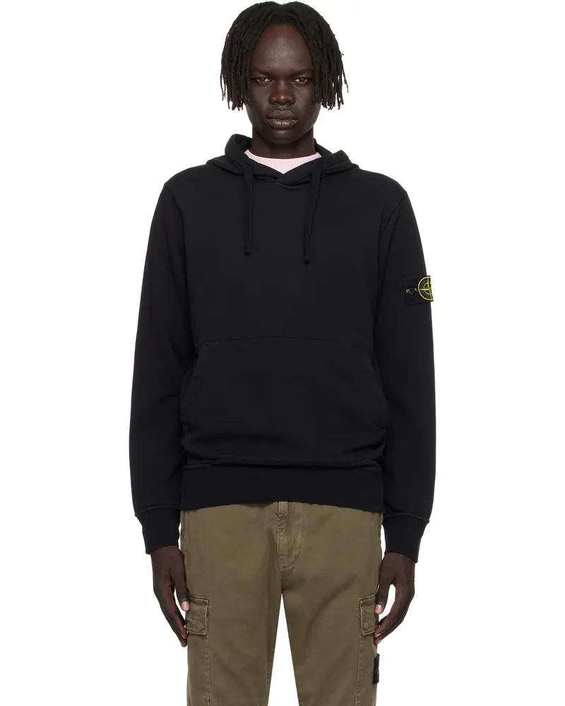 Stone Island Black 6100062 Organic Cotton Fleece Hoodie V0029