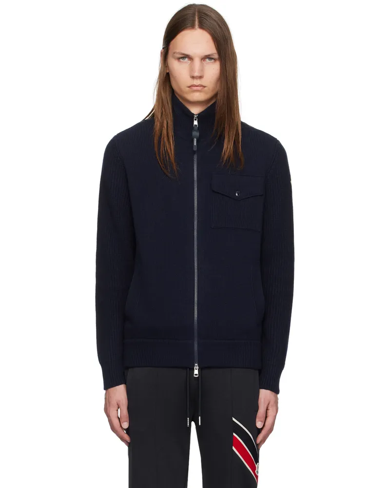 Moncler Navy Zip-Up Down Cardigan 745