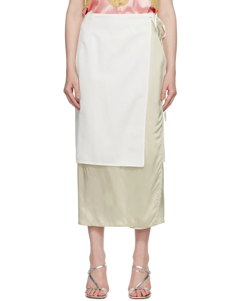 Dries van Noten Off-White Wrap Denim Midi Skirt 008