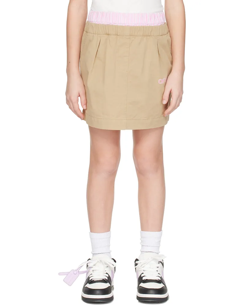 OFF-WHITE Kids Beige Big Bookish Skirt Beige