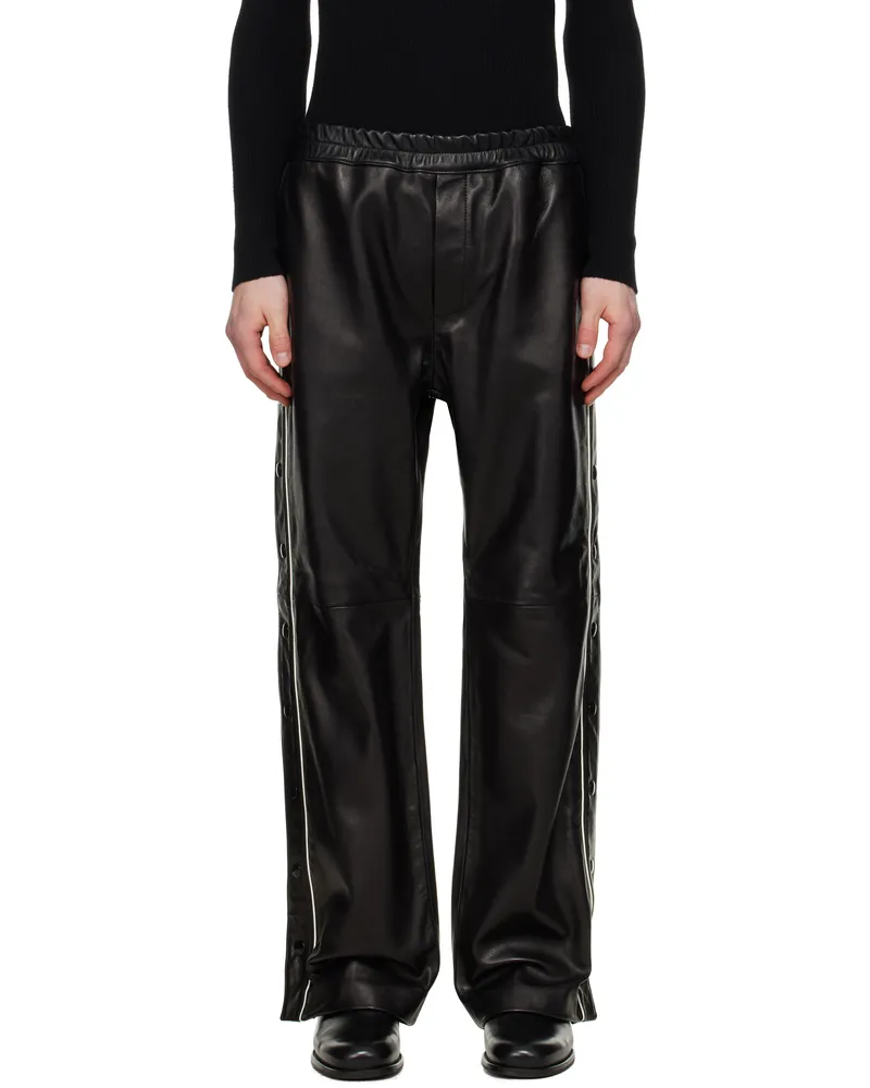 Ernest W. Baker Black Warm Up Leather Pants Black