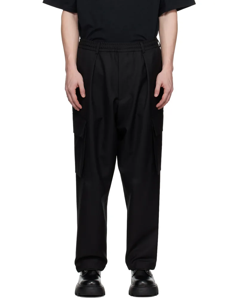 LOWNN Black Elasticized Cargo Pants Black