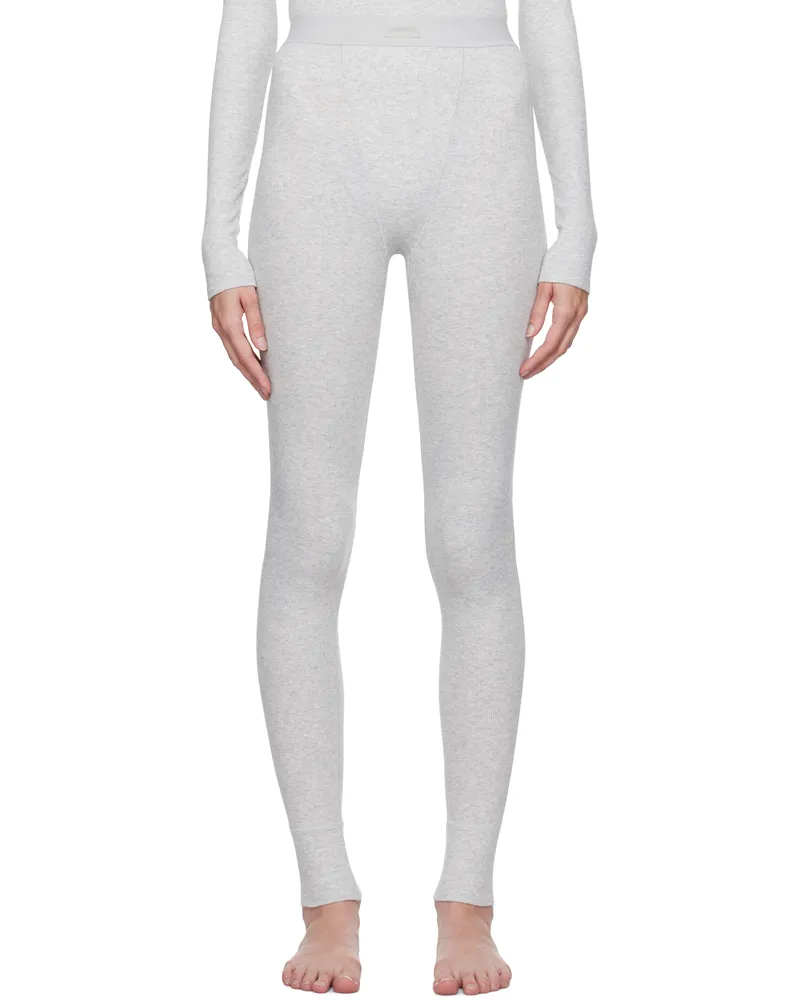SKIMS Gray Cotton Rib Leggings Light