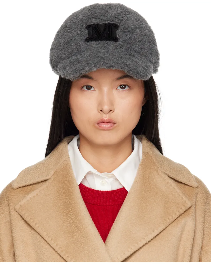 Max Mara Gray Teddy Mélange Fabric Cap 001